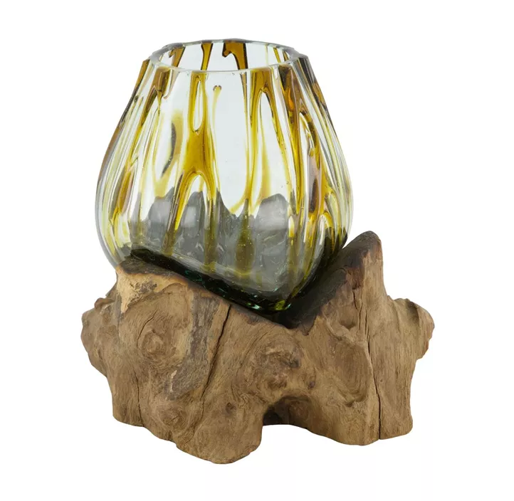 Teakholz mit Windlicht