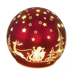LED Glaskugel mit Weihnachtsmotiv