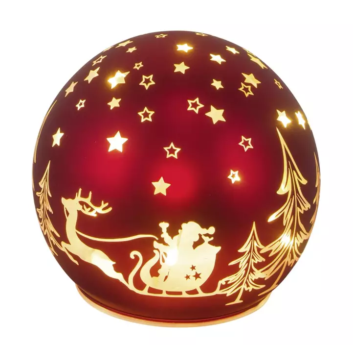 LED Glaskugel mit Weihnachtsmotiv