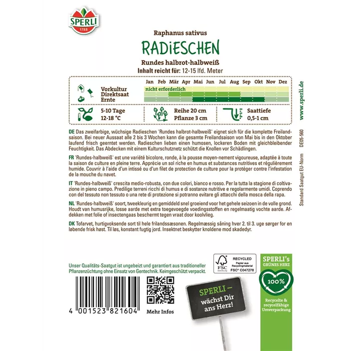 Radieschen Rundes halbrot-halbweiß