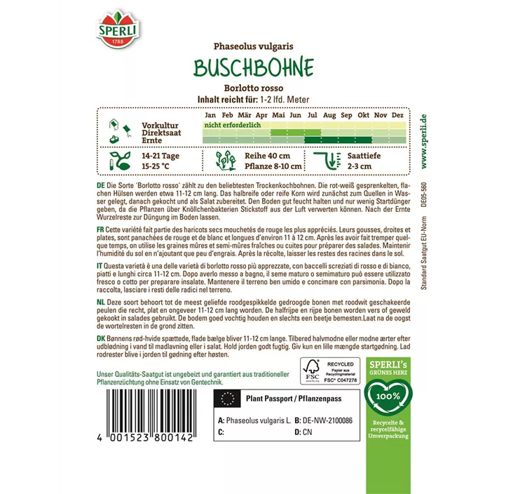 Buschbohne 'Borlotto rosso'