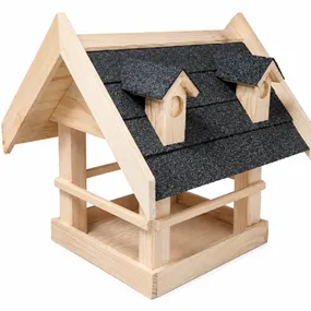 Vogelfutterhaus mit schwarzem Bitumdach
