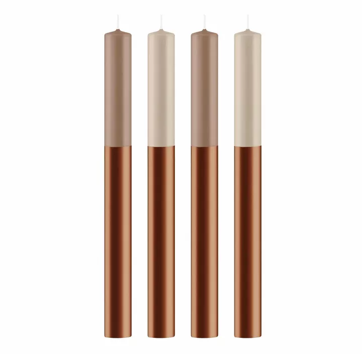 Stabkerze Dip Dye Creme, 4 Stk.