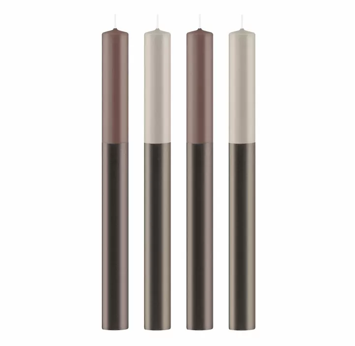 Stabkerze Dip Dye Taupe, 4 Stk.